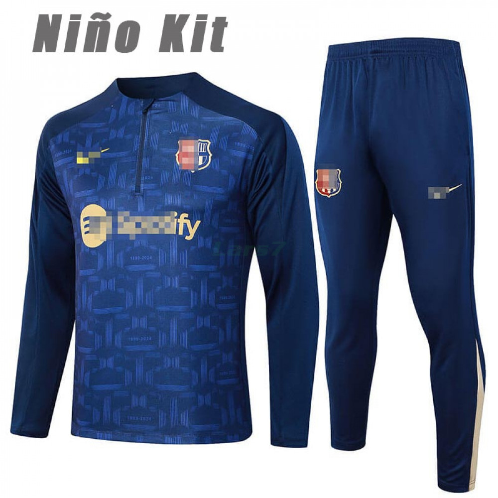 Sudadera De Entrenamiento Barcelona 2024/2025 Niño Kit Azul Oscuro