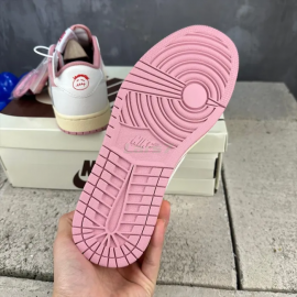 Travis Scott x Air Jordan 1 Corto Bajo Rosa Blanco