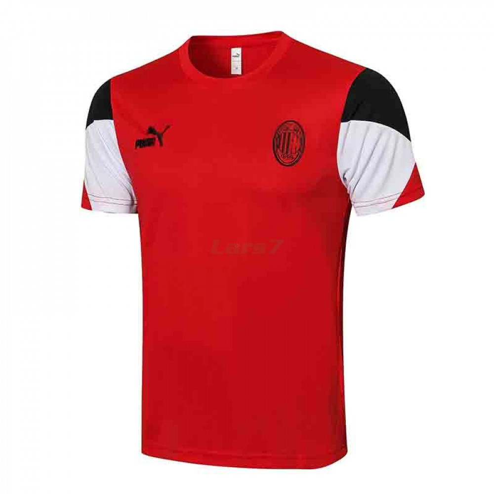 Camiseta De Entrenamiento AC Milan 2021/2022 Rojo Manga Blanco/Negro