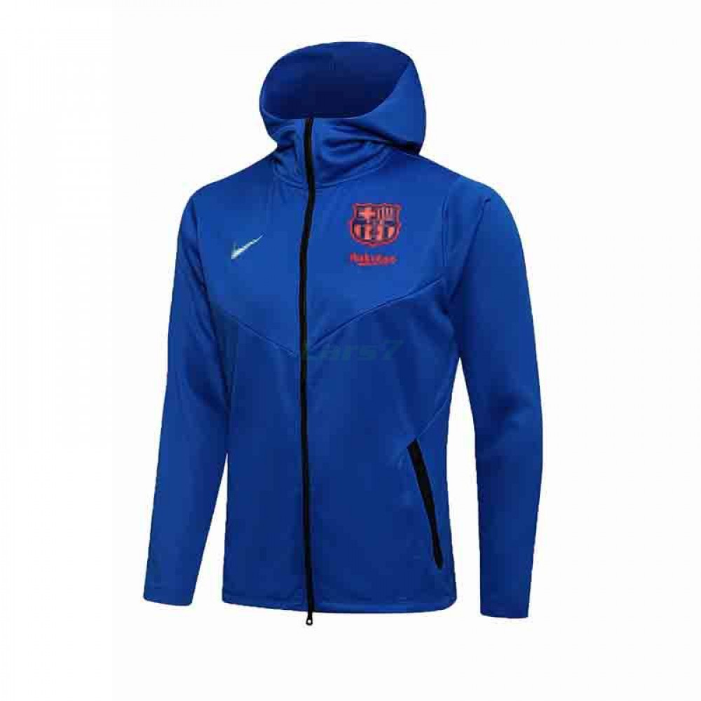 Chaqueta Barcelona 2021/2022 Con Capucha Azul