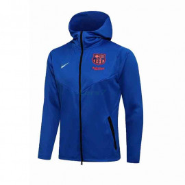 Chaqueta Barcelona 2021/2022 Con Capucha Azul