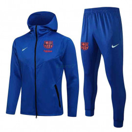 Chaqueta Barcelona 2021/2022 Con Capucha Azul