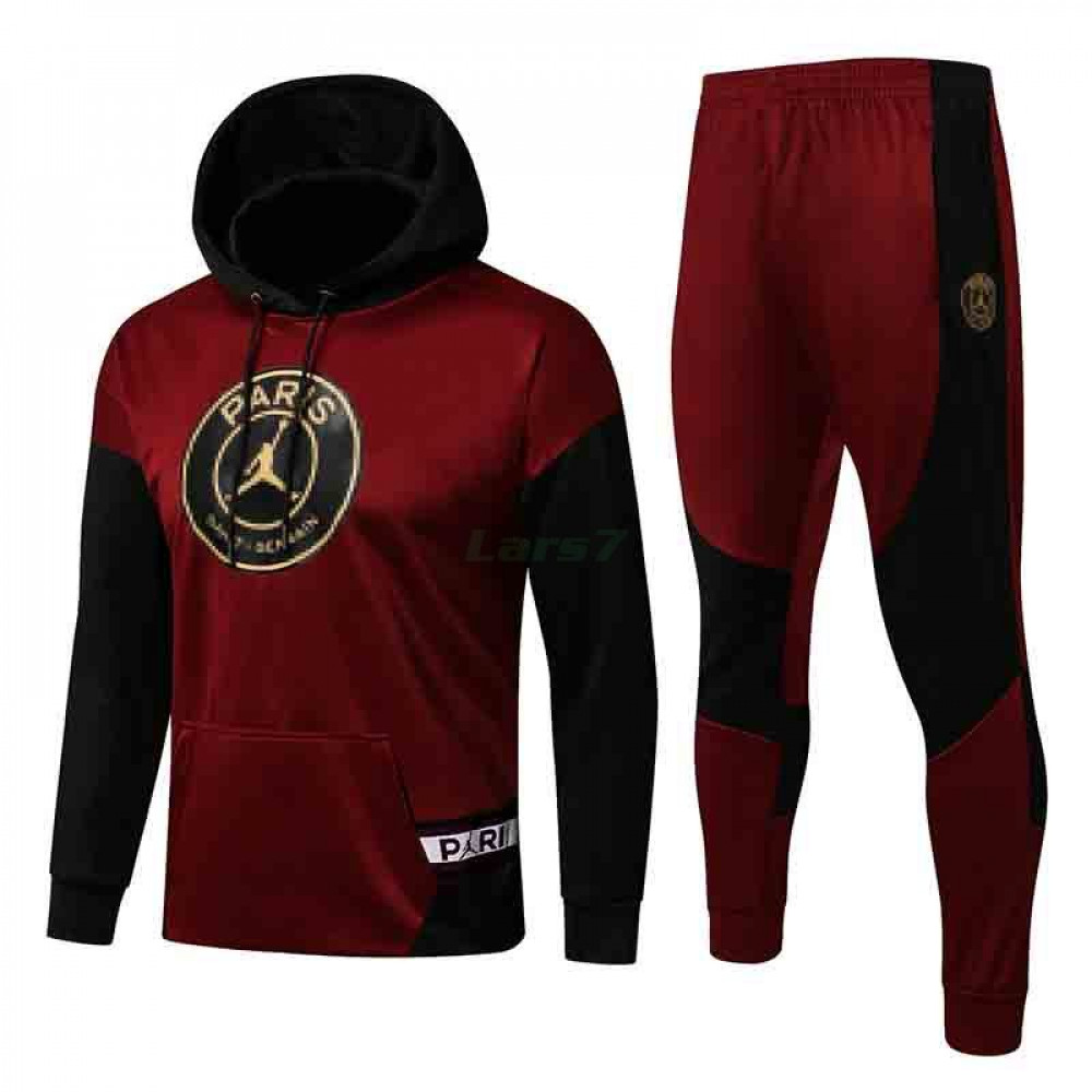 Sudadera PSG 2021/2022 Con Capucha Kit Rojo Oscuro Manga Negro