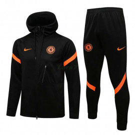 Chaqueta Chelsea FC 2021/2022 Con Capucha Negro/Naranja