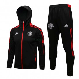 Chaqueta Manchester Unied 2021/2022 Con Capucha Negro/Rojo