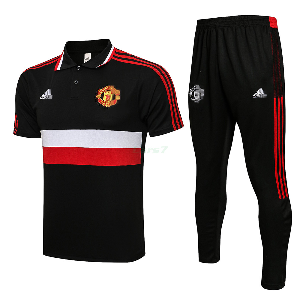 Polo Manchester United 2021/2022 Kit Negro/Blanco/Rojo