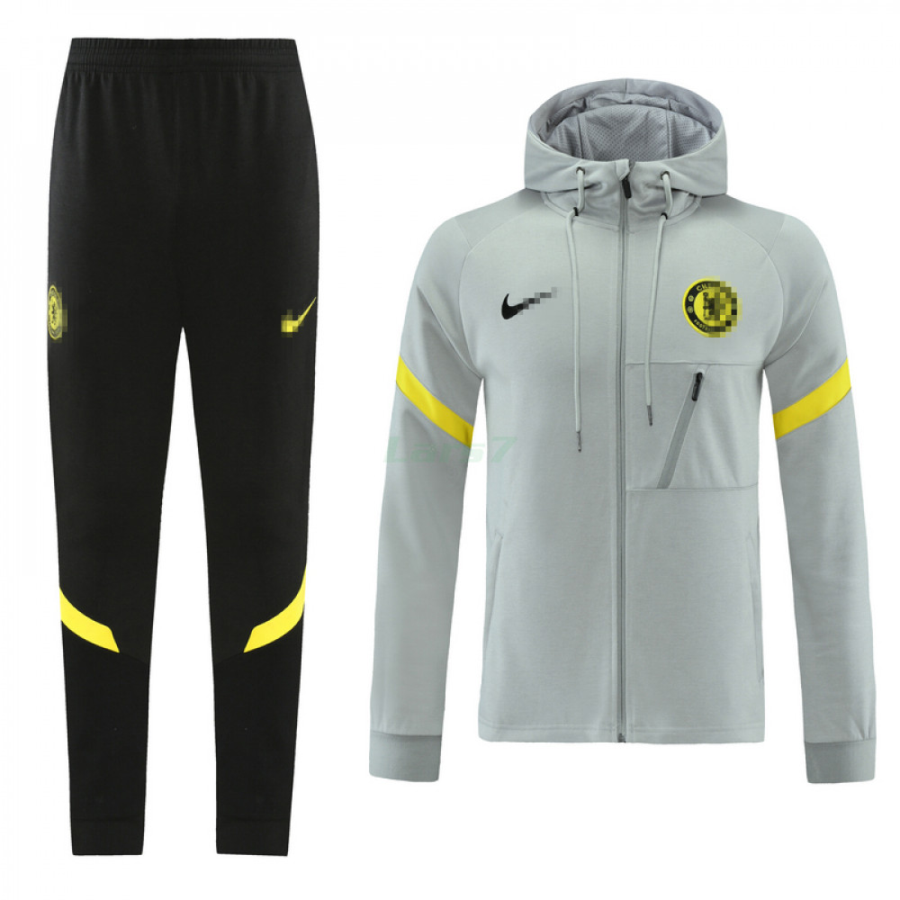 Chandal Chelsea 2021/2022 Con Capucha Gris Claro