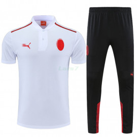 Polo AC Milan 2022/2023 Kit Blanco Marca Rojo