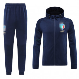 Chaqueta Italia 2022 Con Capucha Azul Marino