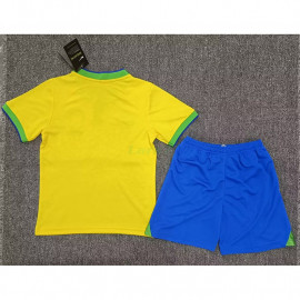 Camiseta Brasil 1ª Equipación 2022 Copa Mundial Niño Kit