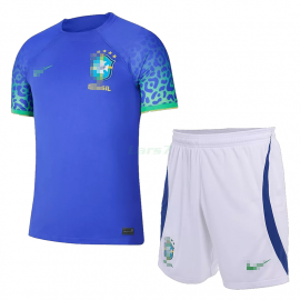 Camiseta Brasil 2ª Equipación 2022 Copa Mundial Niño Kit 