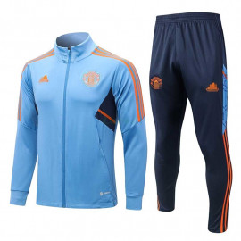 Chaqueta Manchester United 2022/2023 Azul Claro con Rayas Naranjas