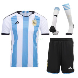 Camiseta Argentina 1ª Equipación 2022 Mundial 3 Estrellas Niño Kit