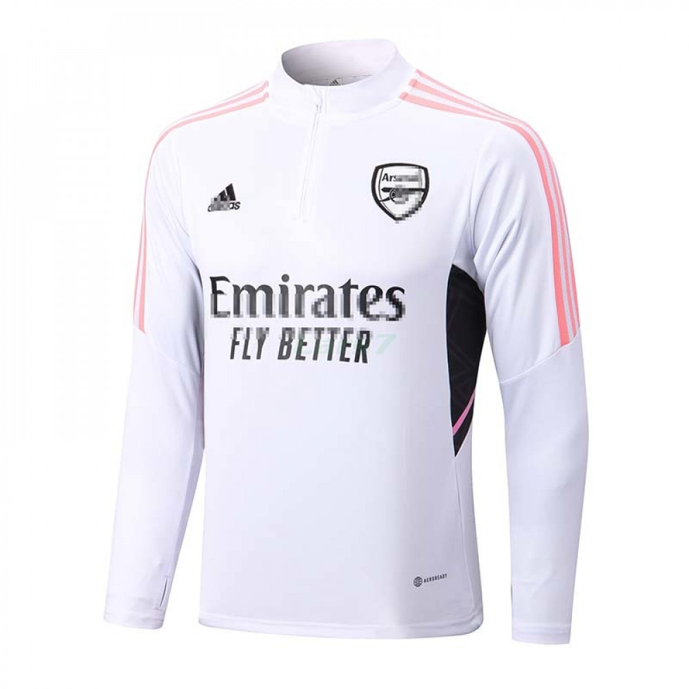 Sudadera De Entrenamiento Arsenal 2022/2023 Blanco con Rayas Rosadas