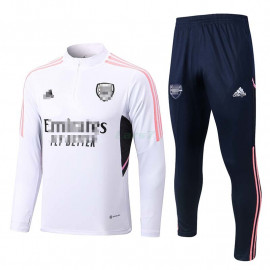 Sudadera De Entrenamiento Arsenal 2022/2023 Blanco con Rayas Rosadas