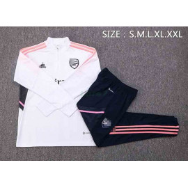 Sudadera De Entrenamiento Arsenal 2022/2023 Blanco con Rayas Rosadas