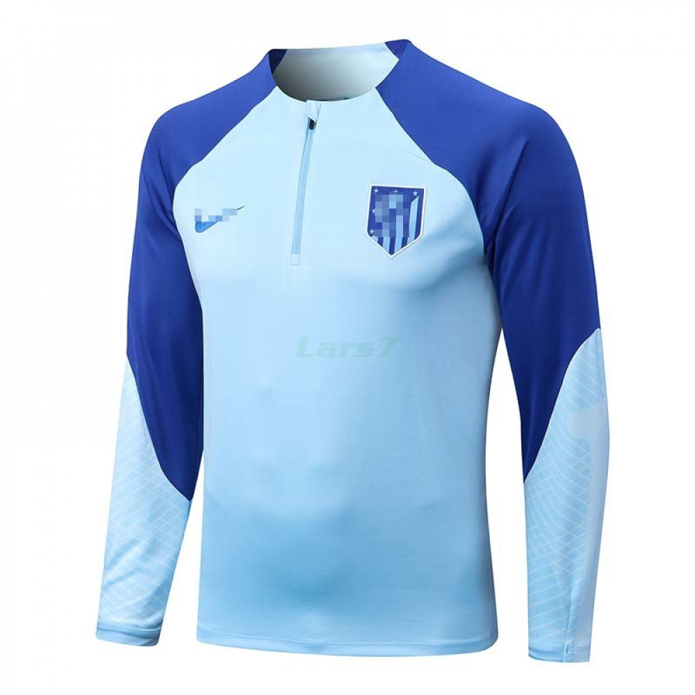 Sudadera De Entrenamiento Atlético de Madrid 2022/2023 Azul Claro con Mangas Azules