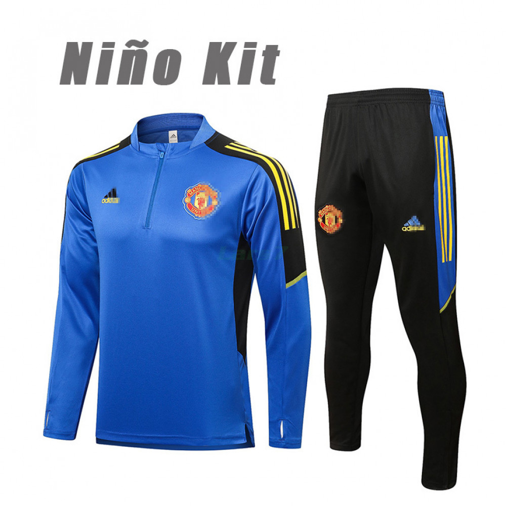 Sudadera De Entrenamiento Manchester United 2021/2022 Niño Kit Azul Real