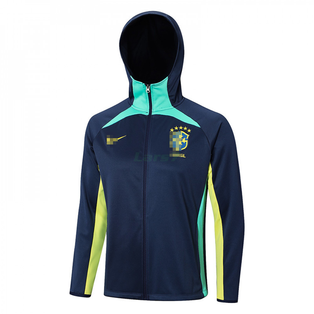 Chaqueta Brasil 2023 Con Capucha Azul Marino