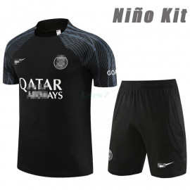 Camiseta de Entrenamiento PSG 2023/2024 Niño Kit Negro Marca Blanco