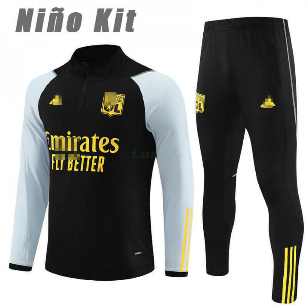 Sudadera de Entrenamiento Olympique De Lyon 2023/2024 Niño Kit Negro