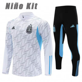 Sudadera de Entrenamiento Argentina 2023 Niño Kit Blanco