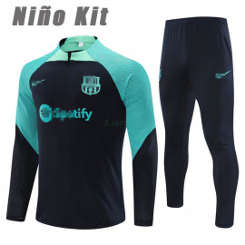 Sudadera de Entrenamiento Barcelona 2023/2024 Niño Kit Azul Marino/Verde