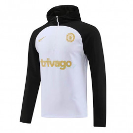 Sudadera de Entrenamiento Chelsea 2023/2024 Con Capucha Blanco/Negro