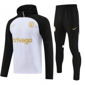 Sudadera de Entrenamiento Chelsea 2023/2024 Con Capucha Kit Blanco/Negro