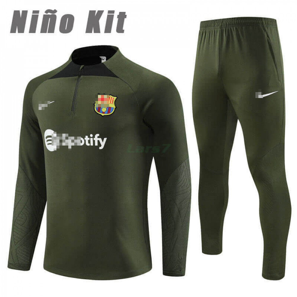 Sudadera de Entrenamiento Barcelona 2023/2024 Niño Kit Verde Oscuro