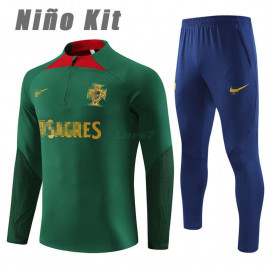 Sudadera de Entrenamiento Portugal 2023 Niño Kit Verde