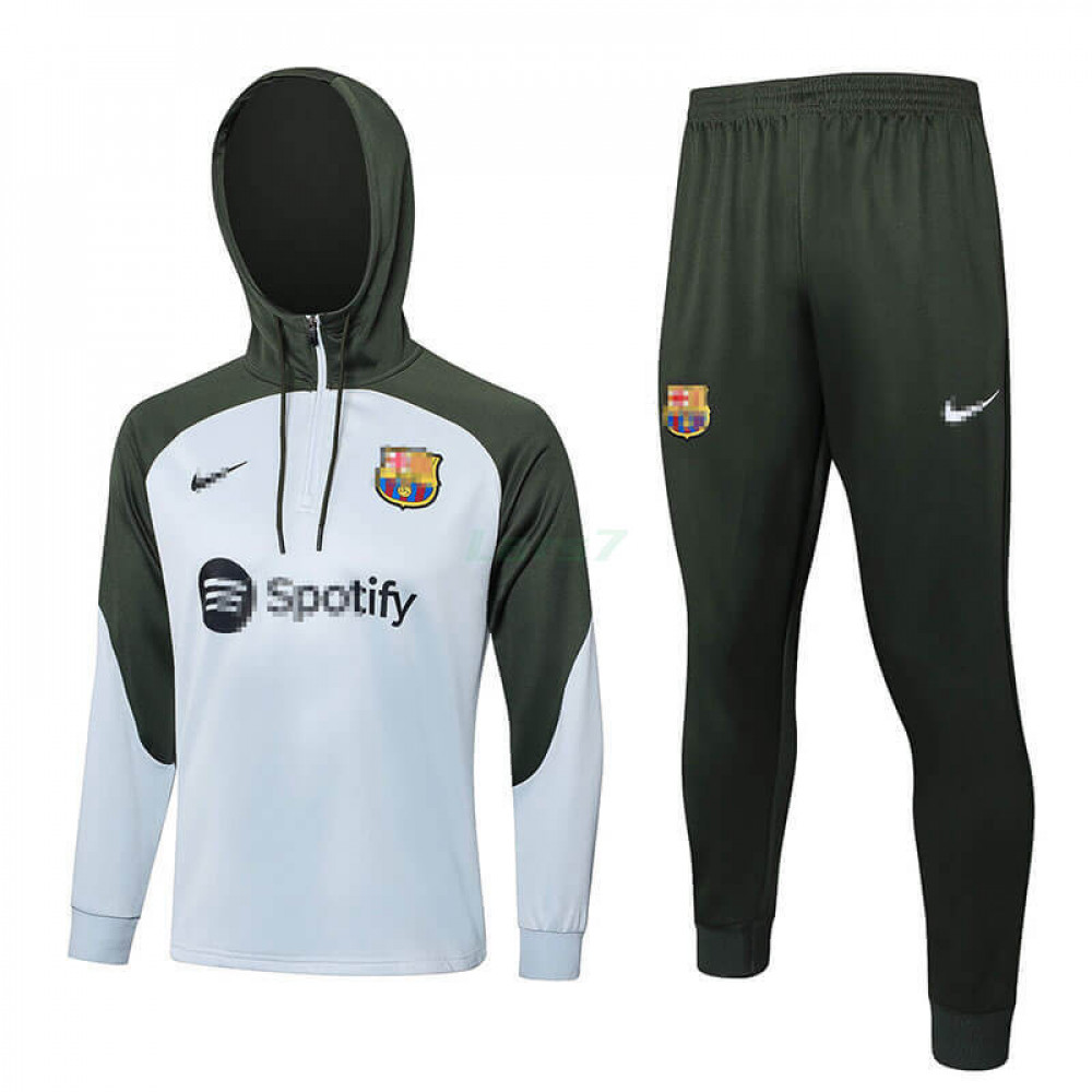 Sudadera de Entrenamiento Barcelona 2023/2024 Con Capucha Kit Gris/Verde