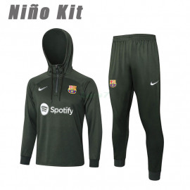 Sudadera de Entrenamiento Barcelona 2023/2024 Con Capucha Niño Kit Verde Oscuro