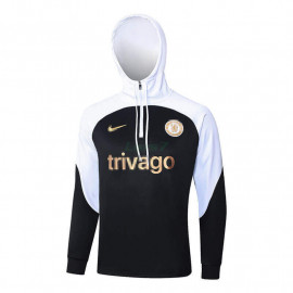 Sudadera de Entrenamiento Chelsea 2023/2024 Con Capucha Negro/Blanco