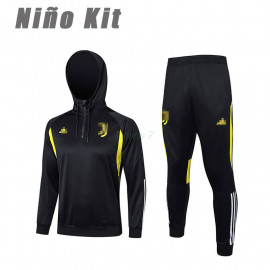 Sudadera de Entrenamiento Juventus 2023/2024 Con Capucha Niño Kit Negro