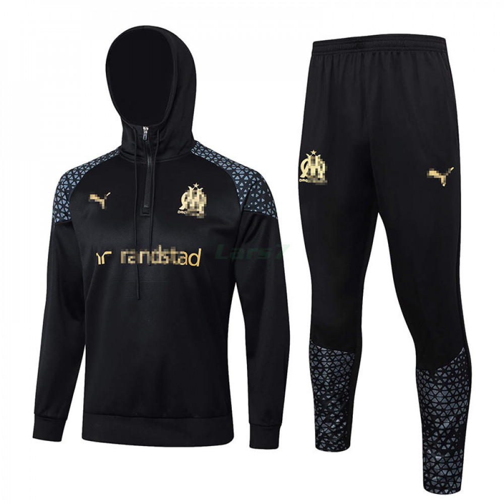 Sudadera de Entrenamiento Olympique Marsella 2023/2024 Con Capucha Kit Negro