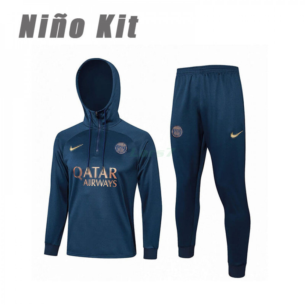 Sudadera de Entrenamiento PSG 2023/2024 Con Capucha Niño Kit Azul Marino