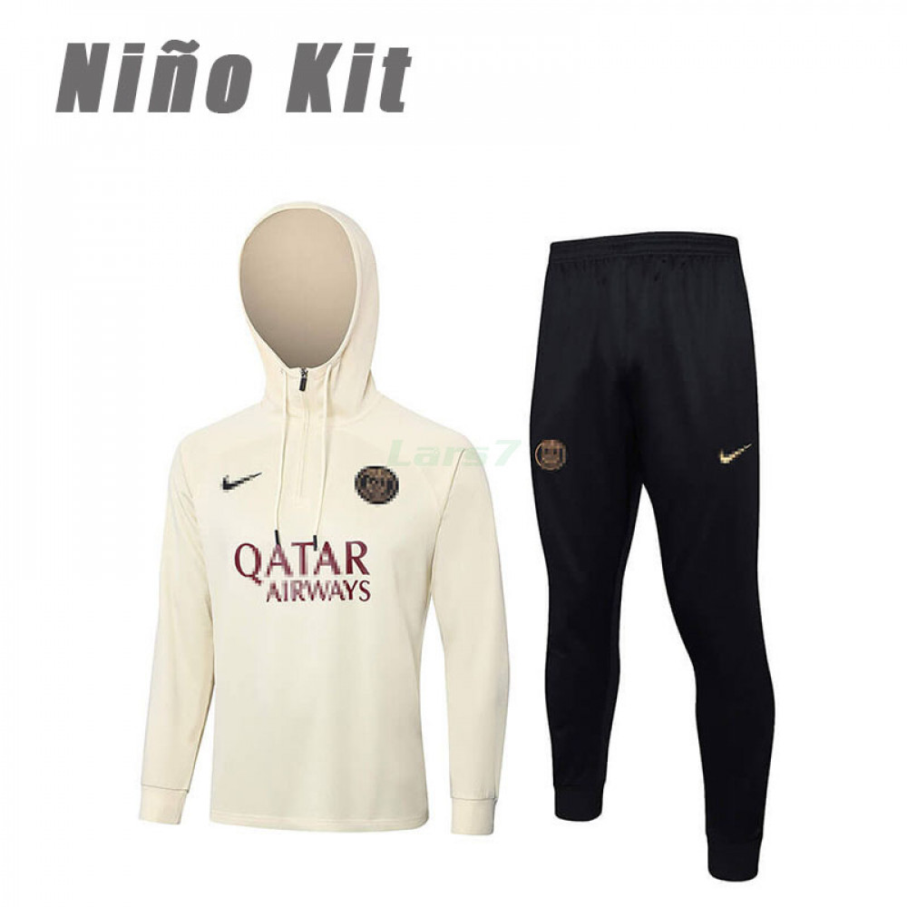 Sudadera de Entrenamiento PSG 2023/2024 Con Capucha Niño Kit Beige