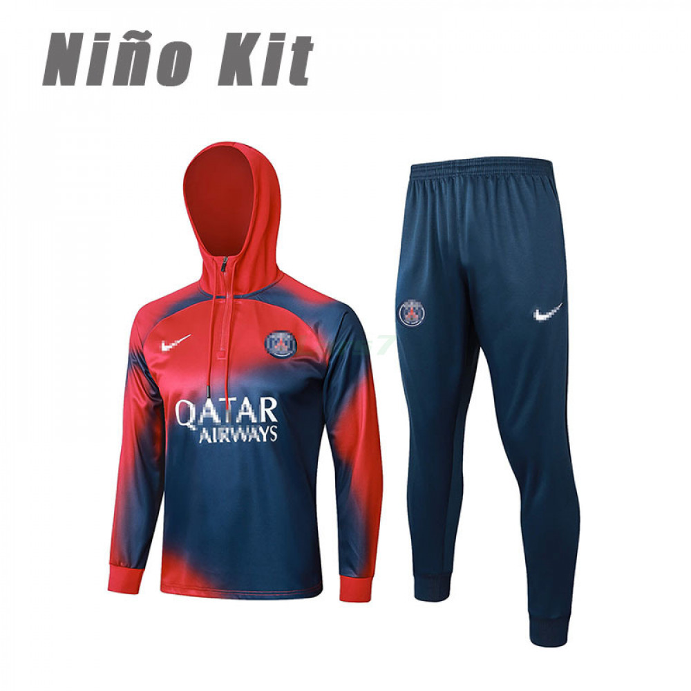 Sudadera de Entrenamiento PSG 2023/2024 Con Capucha Niño Kit Rojo/Azul