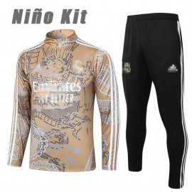 Sudadera De Entrenamiento Real Madrid 2023/2024 Niño Kit Beige con Estampado