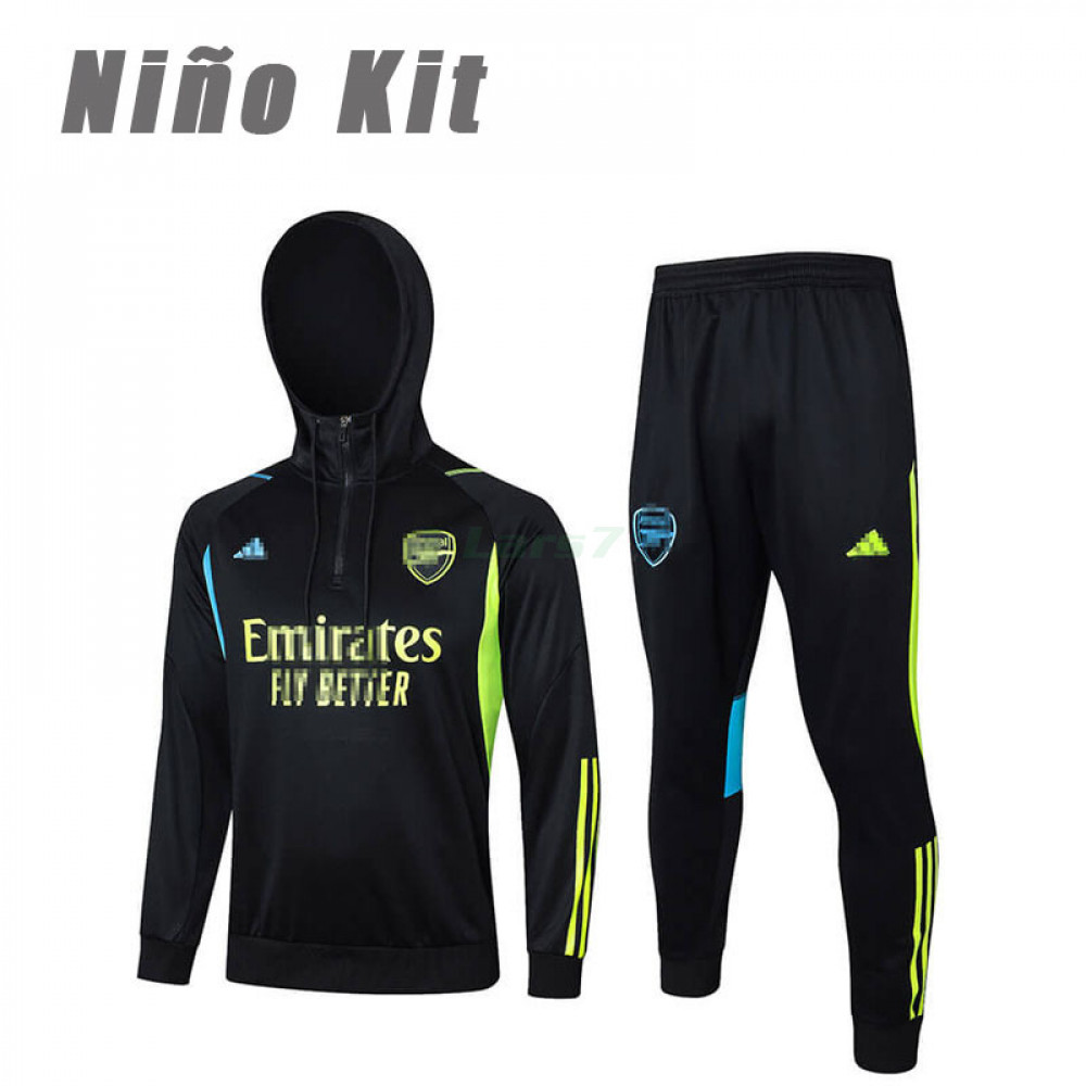 Sudadera De Entrenamiento Arsenal 2023/2024 Con Capucha Niño Kit Negro