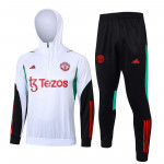 Sudadera De Entrenamiento Manchester United 2023/2024 Con Capucha Kit Blanco/Negro