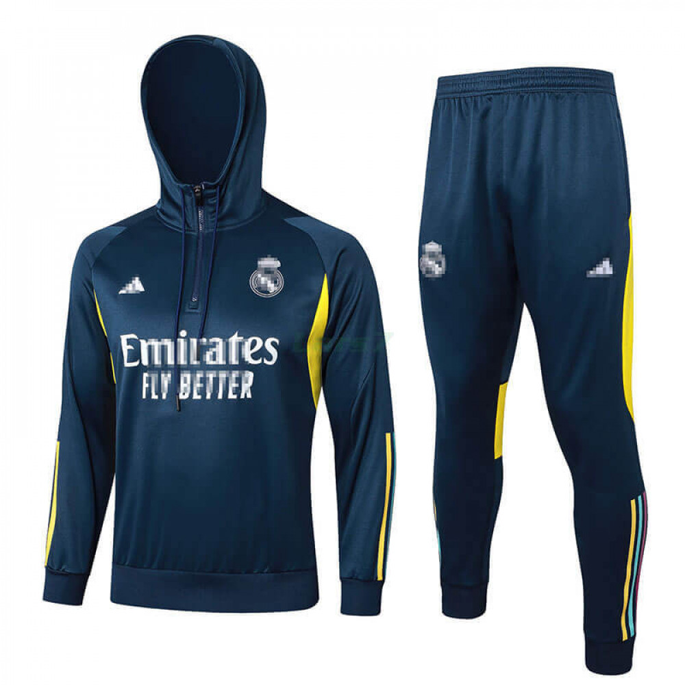 Sudadera De Entrenamiento Real Madrid 2023/2024 Con Capucha Kit Azul Marino