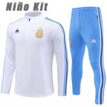 Sudadera de Entrenamiento Argentina 2024 Niño Kit Blanco