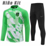 Sudadera de Entrenamiento Atlético de Madrid 2024/2025 Niño Kit Verde/Blanco (El Escudo Anterior)