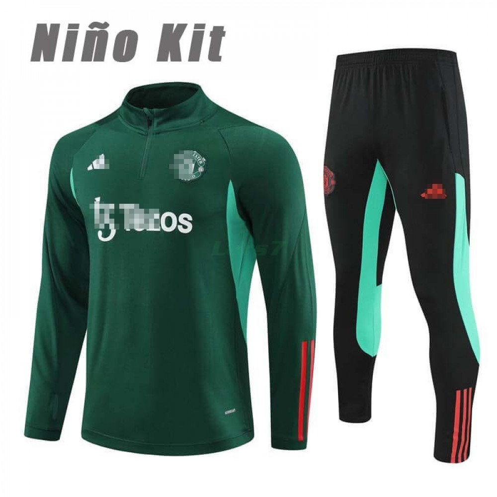 Sudadera de Entrenamiento Manchester United 2024/2025 Niño Kit Verde Oscuro