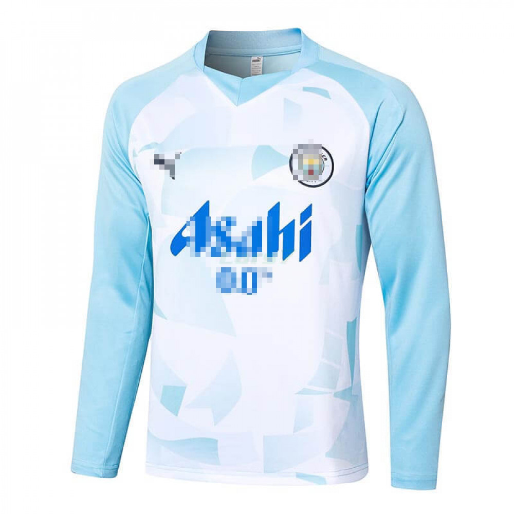 Sudadera de Entrenamiento Manchester City 2024/2025 Cuello Redondo Azul/Blanco