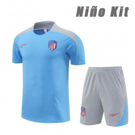 Camiseta de Entrenamiento Atlético de Madrid 2024/2025 Niño Kit Azul/Gris (El Escudo Anterior)