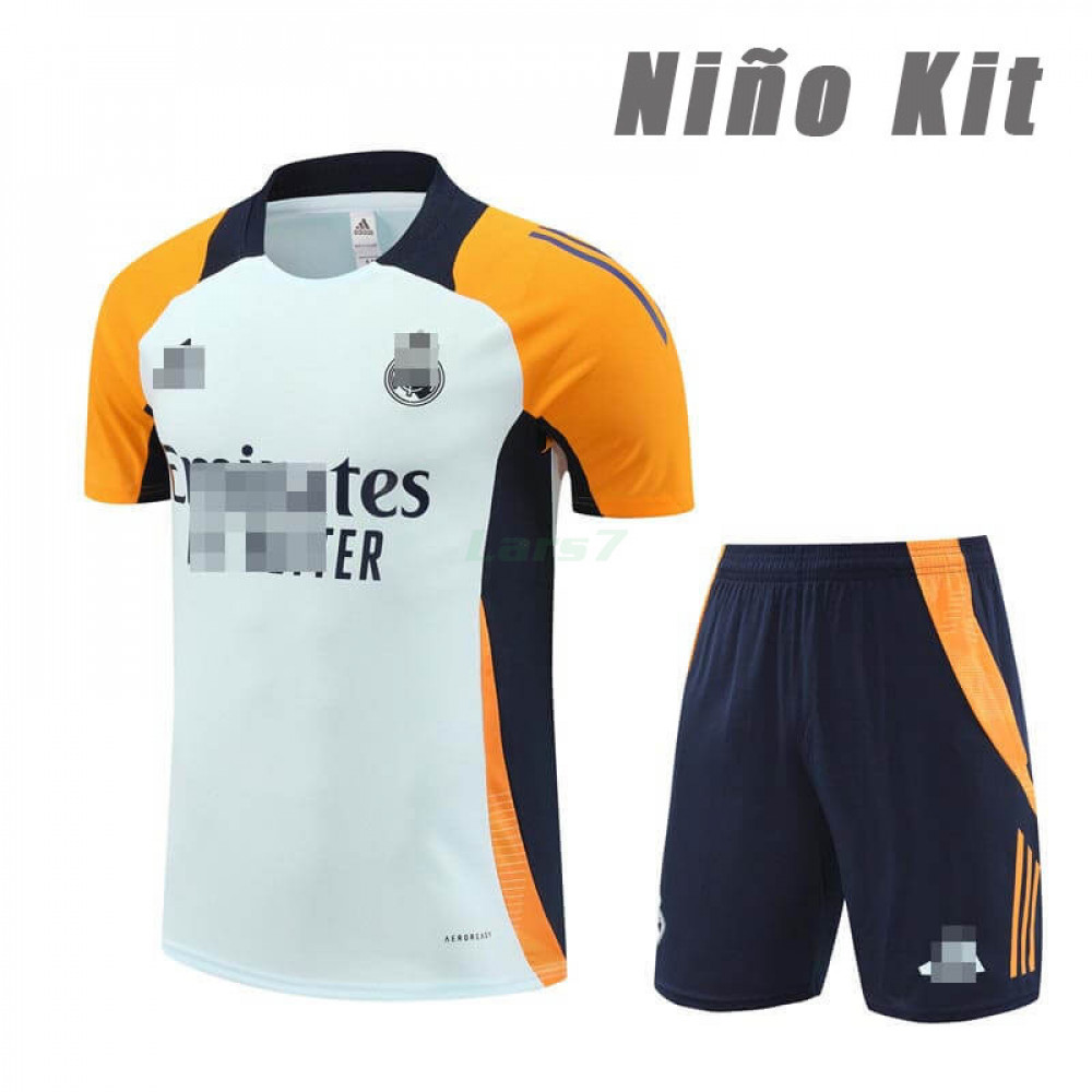 Camiseta de Entrenamiento Real Madrid 2024/2025 Niño Kit Azul Claro/Naranja