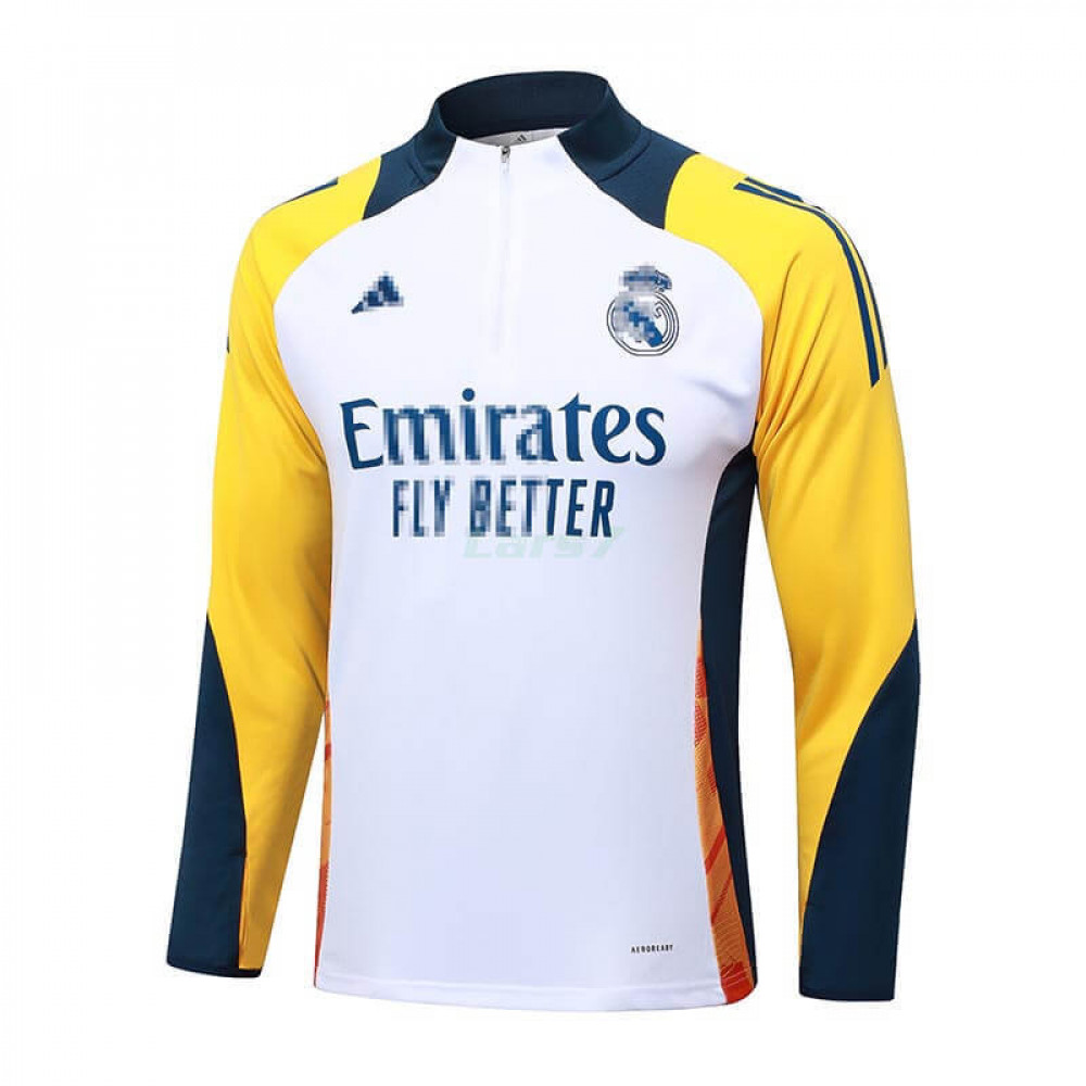 Sudadera de Entrenamiento Real Madrid 2024/2025 Blanco/Amarillo